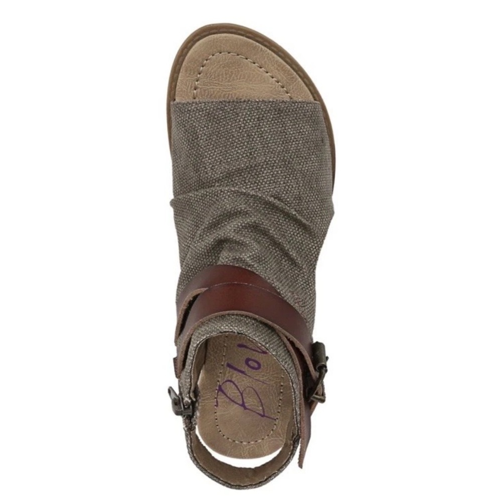 Blowfish Malibu Women’s Gray/Brown Zip-Strap Balla Sandals 8